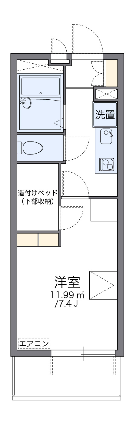 レオパレスグリーンアイビー-1K(69637936)の間取り図