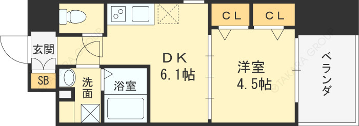 エス・キュート梅田中崎町-1DK(88380692)の間取り図