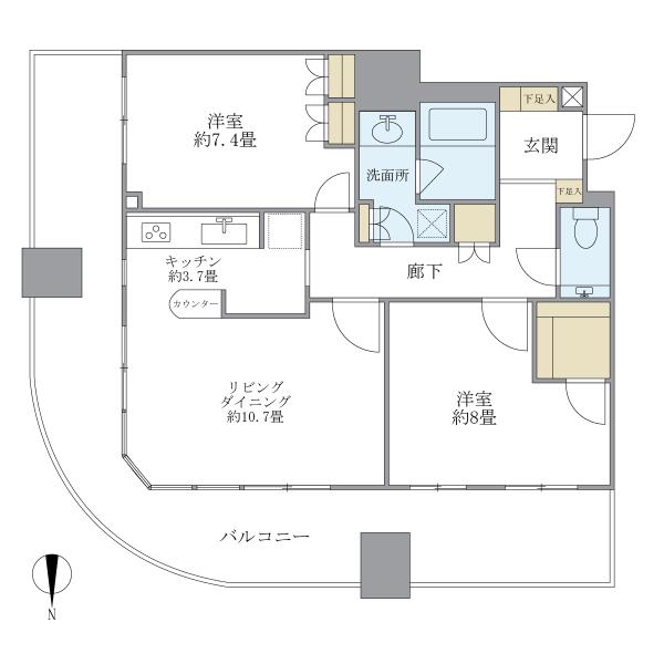 ＴＨＥ　ＵＭＥＤＡ　ＴＯＷＥＲ（ザ・梅田タワー）-2LDK(112396725)の間取り図