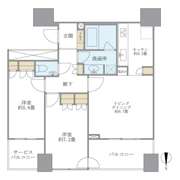 ＴＨＥ　ＵＭＥＤＡ　ＴＯＷＥＲ（ザ・梅田タワー）-2LDK(71101442)の間取り図