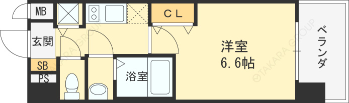 クリスタルグランツ東天満-1K(111062085)の間取り図