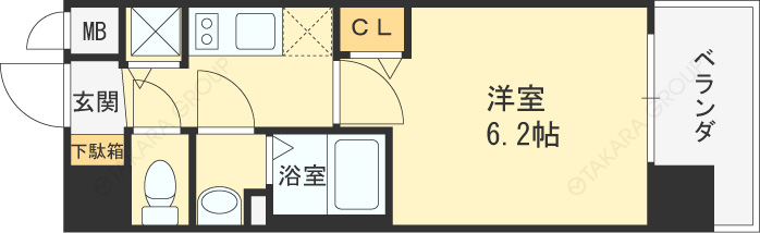 プレサンス南森町駅前-1K(98042431)の間取り図