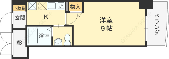 ＡＰＲＩＬＥ南森町-1K(96638093)の間取り図