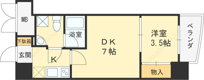 ＡＰＲＩＬＥ南森町-1DK(99697124)の間取り図