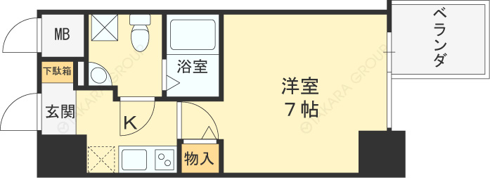 ＡＰＲＩＬＥ南森町-1K(96638080)の間取り図