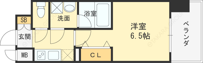 セイワパレス梅田茶屋町-1K(94784372)の間取り図