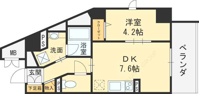 フォルテ福島-1DK(112509328)の間取り図