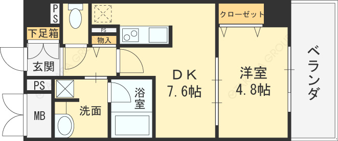 フォルテ福島-1DK(112357493)の間取り図