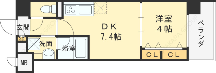 シャイニング福島離宮-1DK(80409647)の間取り図