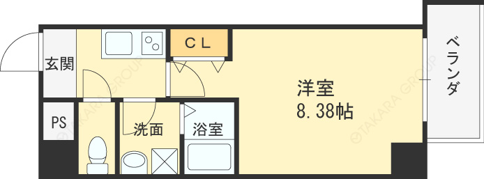 ＥＴＣ天神橋-1K(88860483)の間取り図