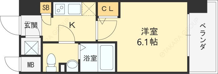 エスリード梅田グランノース-1K(111500045)の間取り図