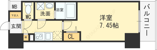 ＪＭＦレジデンス大阪福島（旧アクセリス大阪福島）-1K(87429329)の間取り図
