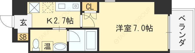 パウゼ東天満-1K(94665976)の間取り図