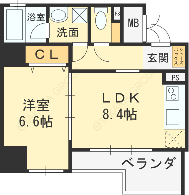 ＥＳ－Ｇｒａｎｄｅ　Ｕｍｅｄａｋｉｔａ-1LDK(105264180)の間取り図