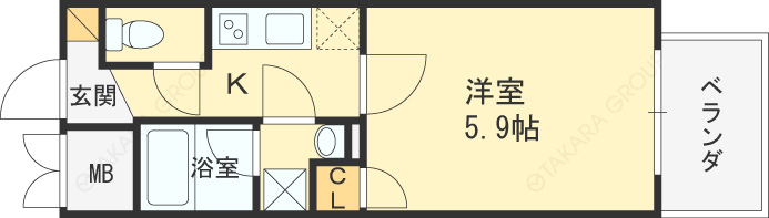 Ｐｒｉｍａｖｅｒａ　Ｍｉｎａｍｉｍｏｒｉｍａｃｈｉ-1K(88380985)の間取り図