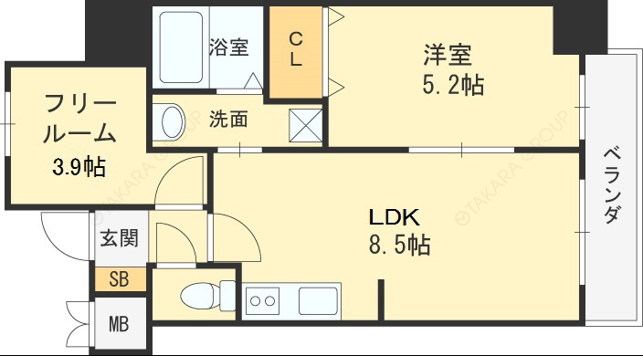 ＳーＦＯＲＴ福島Ｌａ　Ｌｕｎａ-1SLDK(98435421)の間取り図
