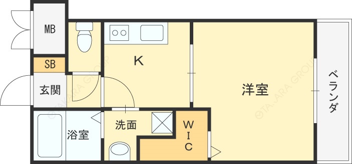 ＳーＦＯＲＴ福島Ｌａ　Ｌｕｎａ-1K(99658701)の間取り図