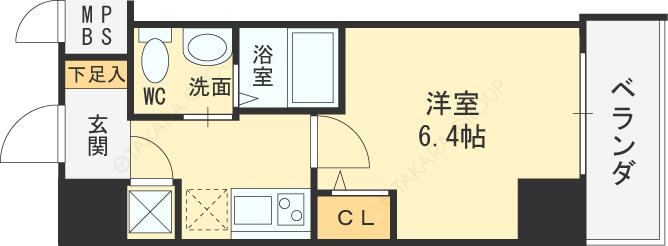 ＨＳ梅田ＥＡＳＴ-1K(93815658)の間取り図