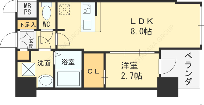 ＨＳ梅田ＥＡＳＴ-1LDK(93815576)の間取り図