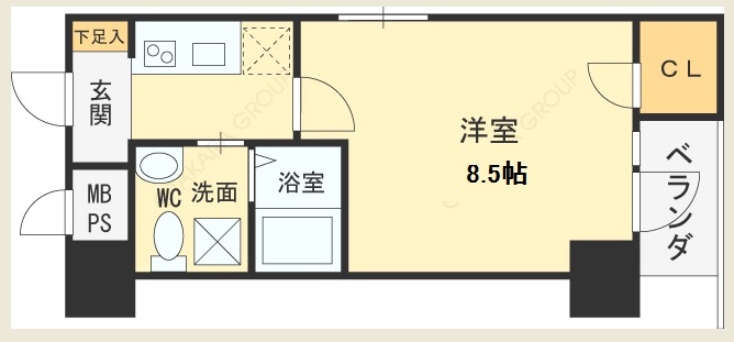 ＨＳ梅田ＥＡＳＴ-1K(93815536)の間取り図