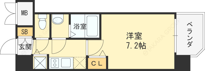 メインステージ大阪福島-1K(111149037)の間取り図