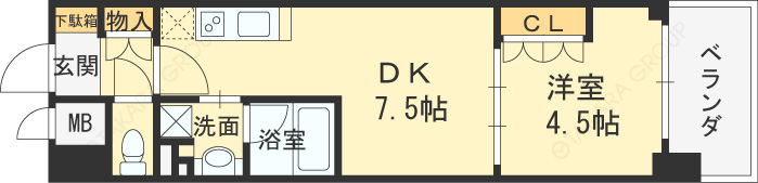 ザ・パークハビオ天満橋-1DK(97669906)の間取り図