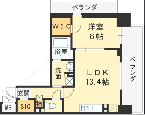 ザ・パークハビオ天満橋-1LDK(98987980)の間取り図