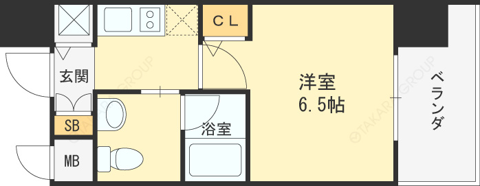 エスライズ堂島川-1K(112437033)の間取り図