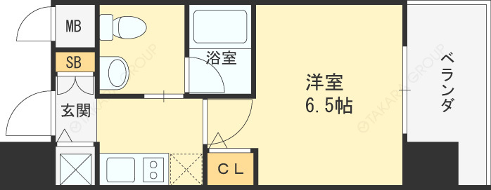 エスライズ堂島川-1K(105169979)の間取り図