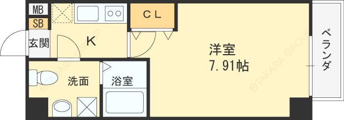 ウインズコート西梅田Ⅱ-1K(92237480)の間取り図