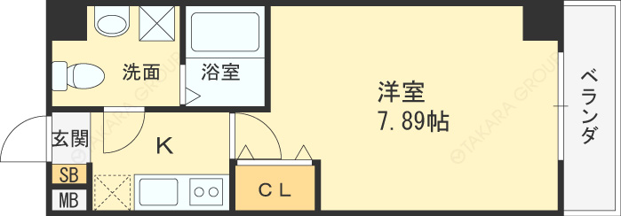 ウインズコート西梅田Ⅱ-1K(102970563)の間取り図