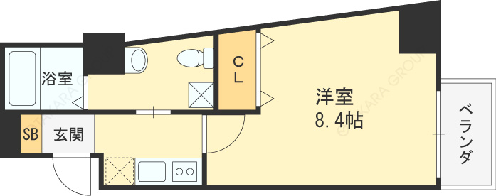 メインステージ西天満Ｔ’ｓ　ＳＱＵＡＲＥ-1K(111130817)の間取り図