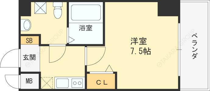 メインステージ西天満Ｔ’ｓ　ＳＱＵＡＲＥ-1K(107497695)の間取り図