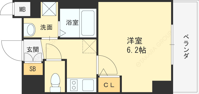 エステムコート梅田北Ⅱゼニス-1K(101855917)の間取り図