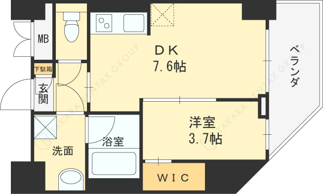 ノルデンハイム南森町-1DK(86937269)の間取り図
