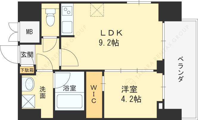 ノルデンタワー南森町プレミアム-1LDK(86937382)の間取り図