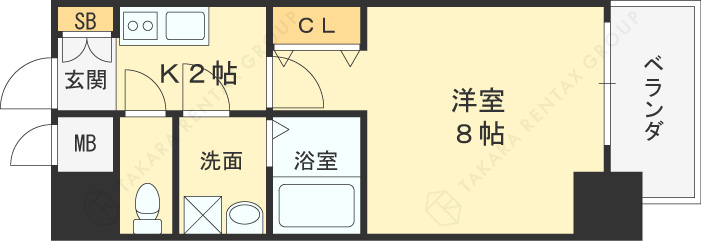プレサンス大阪福島シエル-1K(90617008)の間取り図