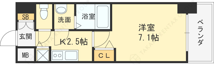 プレサンス大阪福島シエル-1K(81753651)の間取り図