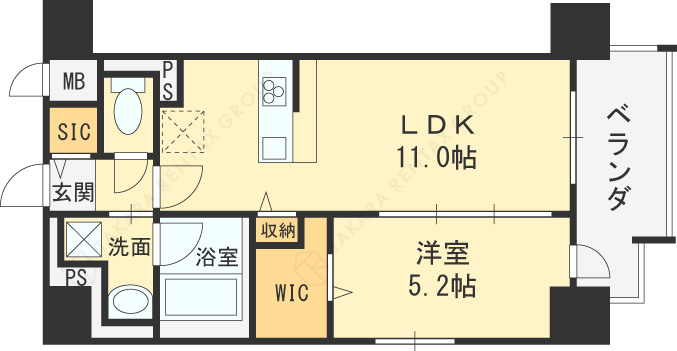 セレーナ　コンフォルト天神橋-1LDK(81355445)の間取り図