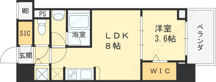 アーバネックス中崎町-1LDK(89231302)の間取り図