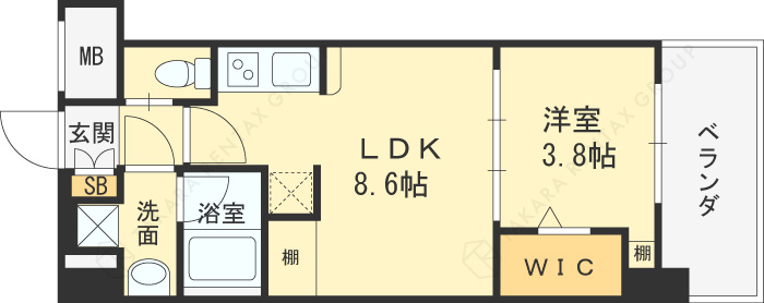 アーバネックス中崎町-1LDK(89231295)の間取り図