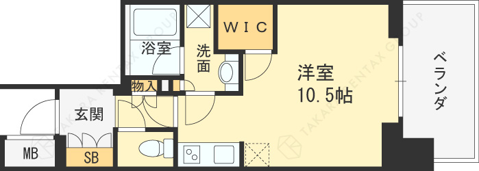 ザ・パークハビオ堂島-1K(102976963)の間取り図