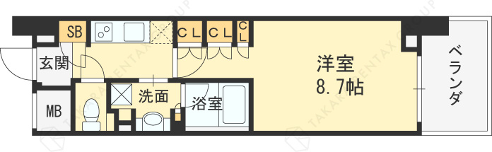 ザ・パークハビオ堂島-1K(105417190)の間取り図