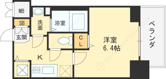 プレサンス南森町ライズ-1K(112023726)の間取り図