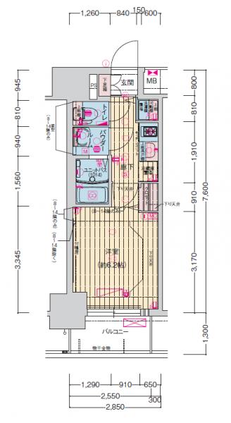プレサンス扇町駅前-1K(83263338)の間取り図