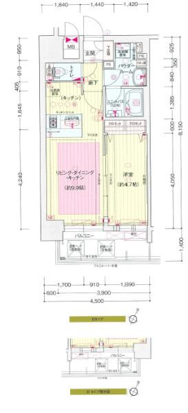 プレサンス大阪福島シエル-1LDK(85825962)の間取り図