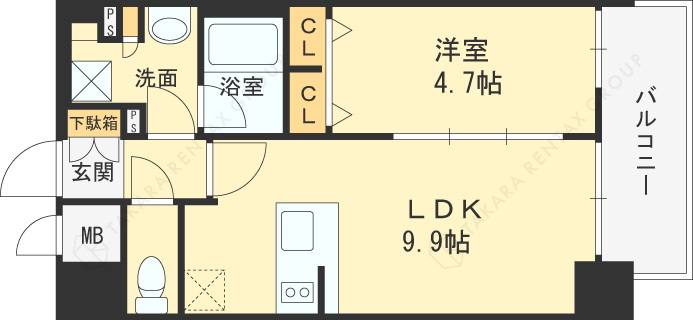 プレサンス大阪福島シエル-1LDK(110841362)の間取り図