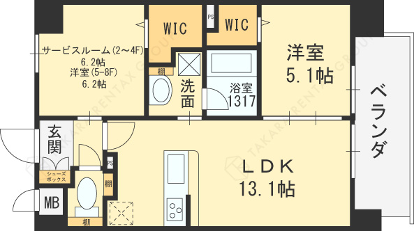 ＥＲＢＡ-1SLDK(112744516)の間取り図