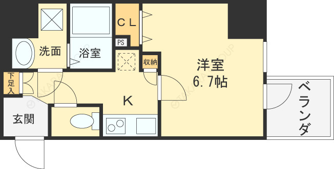 Ｆｕｊｉｍａｎ北梅田-1K(85857327)の間取り図