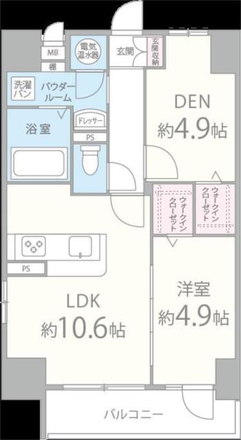メゾンクラウン鷺洲-1LDK(87083287)の間取り図